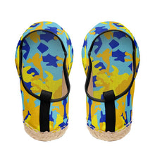 Cargar imagen en el visor de la galería, Yellow Blue Neon Camouflage Loafer Espadrilles by The Photo Access
