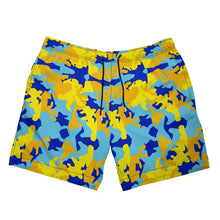 将图片加载到图库查看器，Yellow Blue Neon Camouflage Mens Swimming Shorts by The Photo Access
