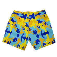 将图片加载到图库查看器，Yellow Blue Neon Camouflage Mens Swimming Shorts by The Photo Access
