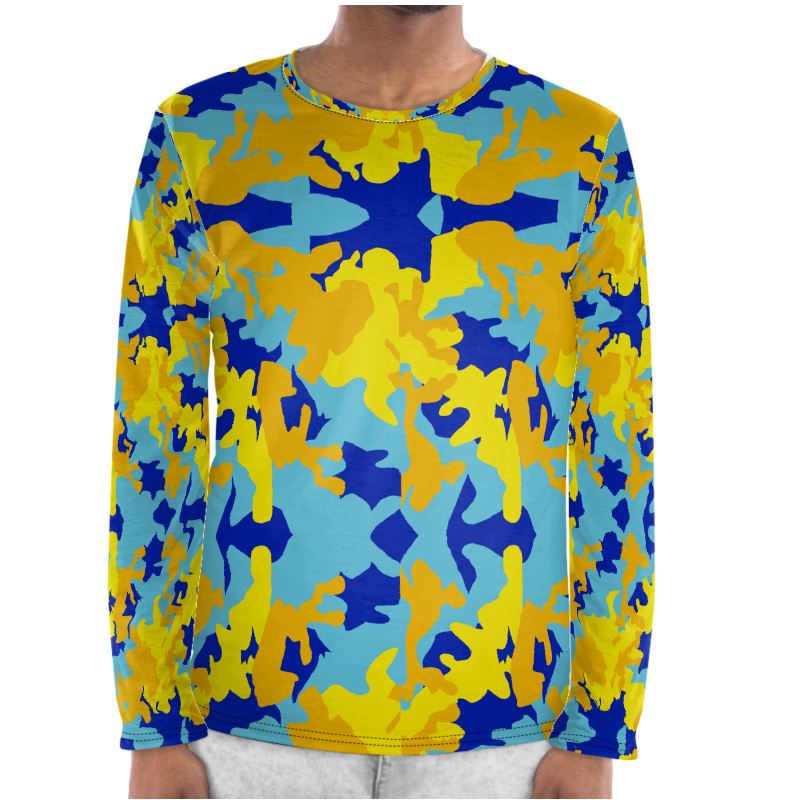 Yellow Blue Neon Camouflage Mens Night Set by The Photo Access