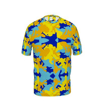 将图片加载到图库查看器，Yellow Blue Neon Camouflage Slim Fit Mens T-Shirt by The Photo Access
