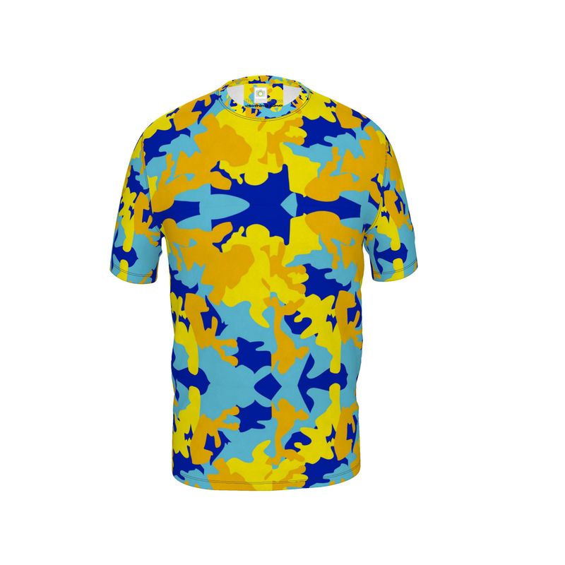 Yellow Blue Neon Camouflage Slim Fit Mens T-Shirt by The Photo Access