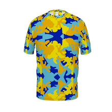 Cargar imagen en el visor de la galería, Yellow Blue Neon Camouflage Slim Fit Mens T-Shirt by The Photo Access
