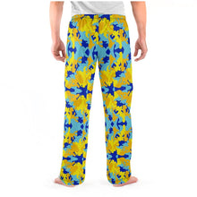 Cargar imagen en el visor de la galería, Yellow Blue Neon Camouflage Mens Pyjama Bottoms by The Photo Access
