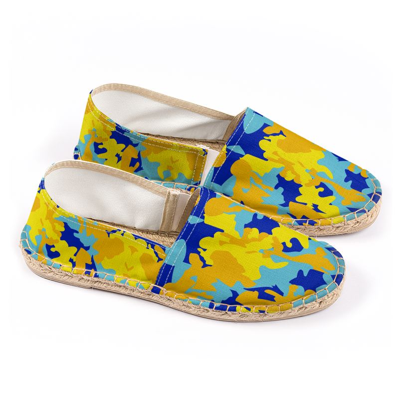 Yellow Blue Neon Camouflage Espadrilles by The Photo Access