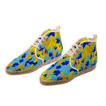 Load image into Gallery viewer, Yellow Blue Neon Camouflage Hi Top Espadrilles by The Photo Access
