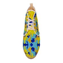 Load image into Gallery viewer, Yellow Blue Neon Camouflage Hi Top Espadrilles by The Photo Access
