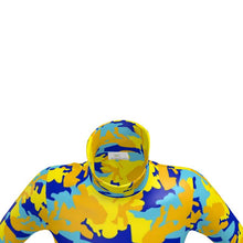 Load image into Gallery viewer, Yellow Blue Neon Camouflage Mens Slim Fit Roll Neck by The Photo Access
