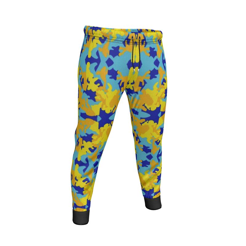 Yellow Blue Neon Camouflage Mens Jogging Bottoms by The Photo Access