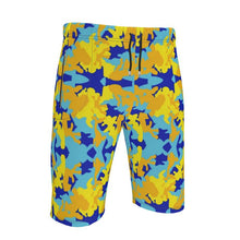 Lade das Bild in den Galerie-Viewer, Yellow Blue Neon Camouflage Mens Sweat Shorts by The Photo Access
