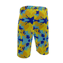 Lade das Bild in den Galerie-Viewer, Yellow Blue Neon Camouflage Mens Sweat Shorts by The Photo Access
