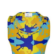 将图片加载到图库查看器，Yellow Blue Neon Camouflage Cut And Sew Vest by The Photo Access
