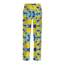 将图片加载到图库查看器，Yellow Blue Neon Camouflage Ladies Silk Pyjama Bottoms by The Photo Access
