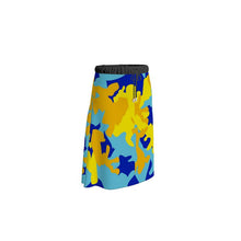 Load image into Gallery viewer, Yellow Blue Neon Camouflage Skirt by The Photo Access
