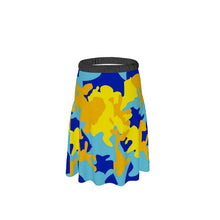 将图片加载到图库查看器，Yellow Blue Neon Camouflage Skirt by The Photo Access
