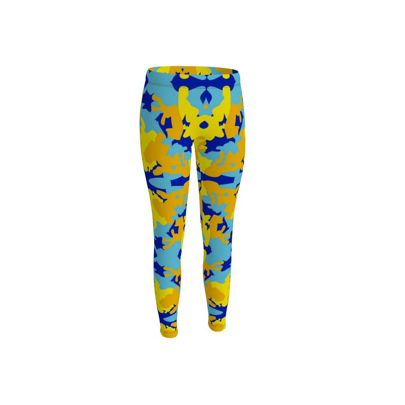 Yellow Blue Neon Camouflage Leggings by The Photo Access