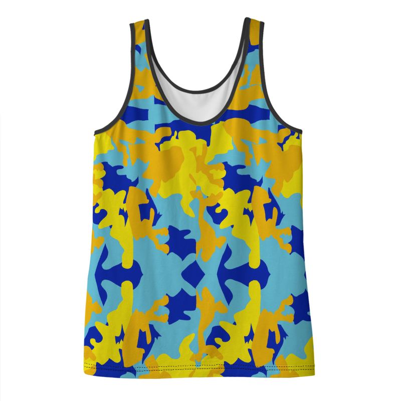 Yellow Blue Neon Camouflage Ladies Vest Top by The Photo Access