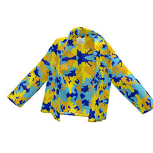 将图片加载到图库查看器，Yellow Blue Neon Camouflage Wrap Blazer by The Photo Access
