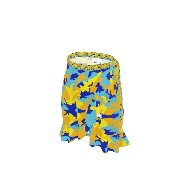 Yellow Blue Neon Camouflage Flounce Skirt by The Photo Access