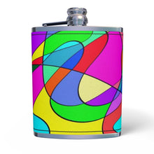 Load image into Gallery viewer, Museum Colour Art Leather Wrapped Hip Flask by The Photo Access
