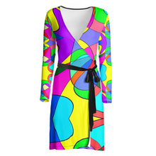Load image into Gallery viewer, Museum Colour Art Wrap Dress by The Photo Access
