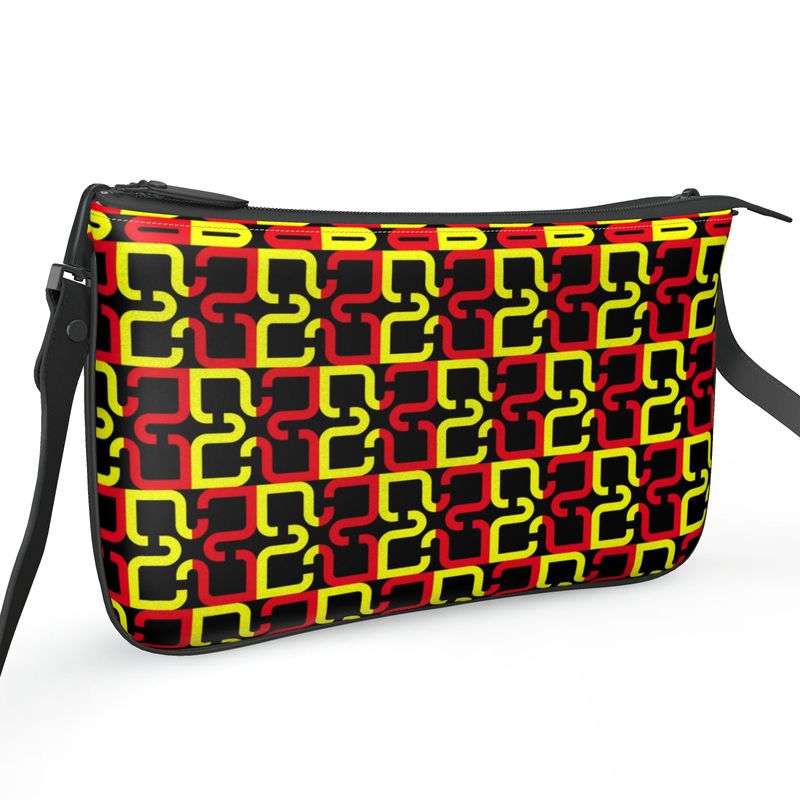 Abstract Red & Yellow Geometric Pochette Double Zip Bag by The Photo Access