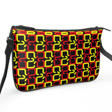 Загрузить изображение в средство просмотра галереи, Abstract Red &amp; Yellow Geometric Pochette Double Zip Bag by The Photo Access
