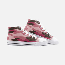 Load image into Gallery viewer, Pink Camouflage Unisex High Top Canvas Shoes by The Photo Access
