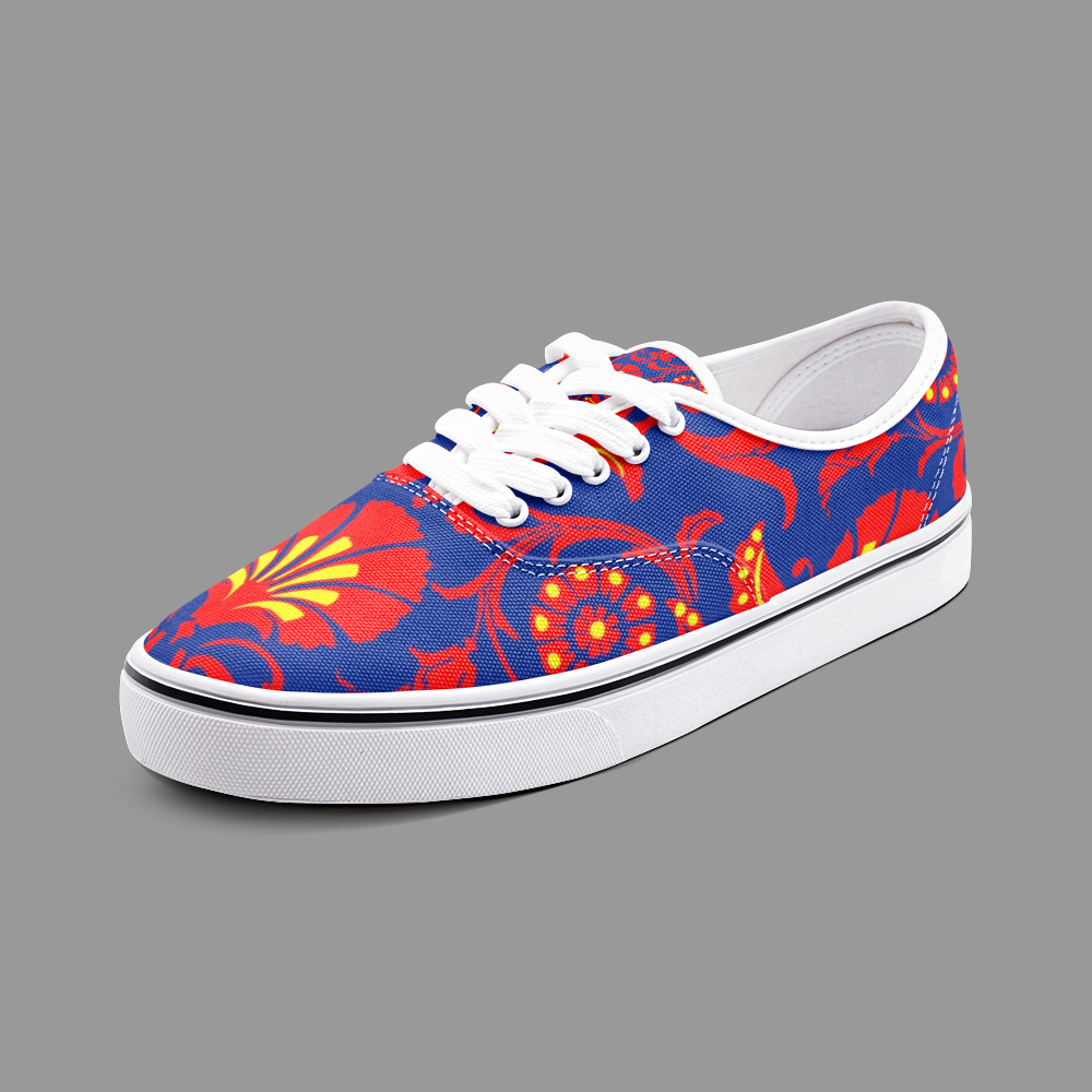 Wallpaper Damask Floral Unisex Canvas Shoes Fashion Low Cut Loafer Sneakers by The Photo Access