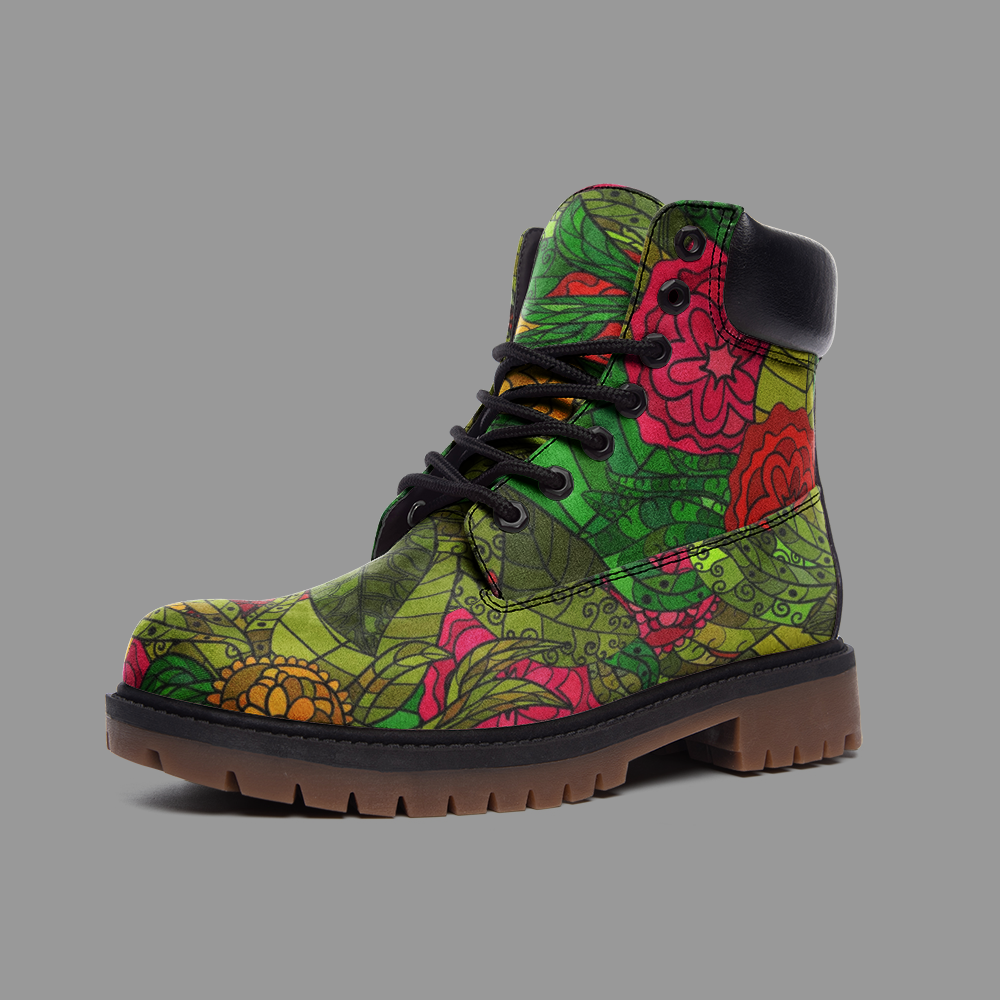Hand Drawn Floral Seamless Pattern Casual Leather Lightweight boots TB by The Photo Access