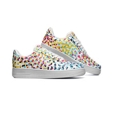 Load image into Gallery viewer, Colorful Neo Memphis Geometric Pattern Unisex Low Top Leather Sneakers by The Photo Access
