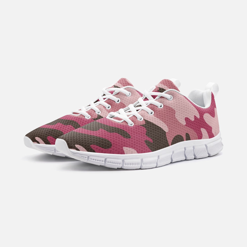 Pink Camouflage Casual Unisex Lightweight Sneaker Athletic Sneakers by The Photo Access