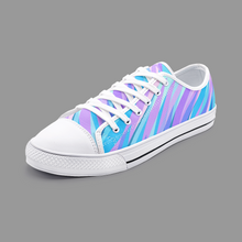 Load image into Gallery viewer, Blue Pink Abstract Eighties Unisex Low Top Canvas Shoes by The Photo Access
