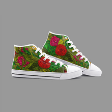 गैलरी व्यूवर में इमेज लोड करें, Hand Drawn Floral Seamless Pattern Skirt Unisex High Top Canvas Shoes by The Photo Access
