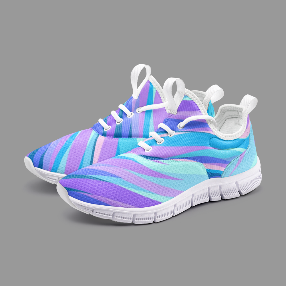 Blue Pink Abstract Eighties Unisex Lightweight Sneaker City Runner by The Photo Access