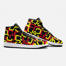Load image into Gallery viewer, Abstract Red &amp; Yellow Geometric Unisex Sneaker TR by The Photo Access
