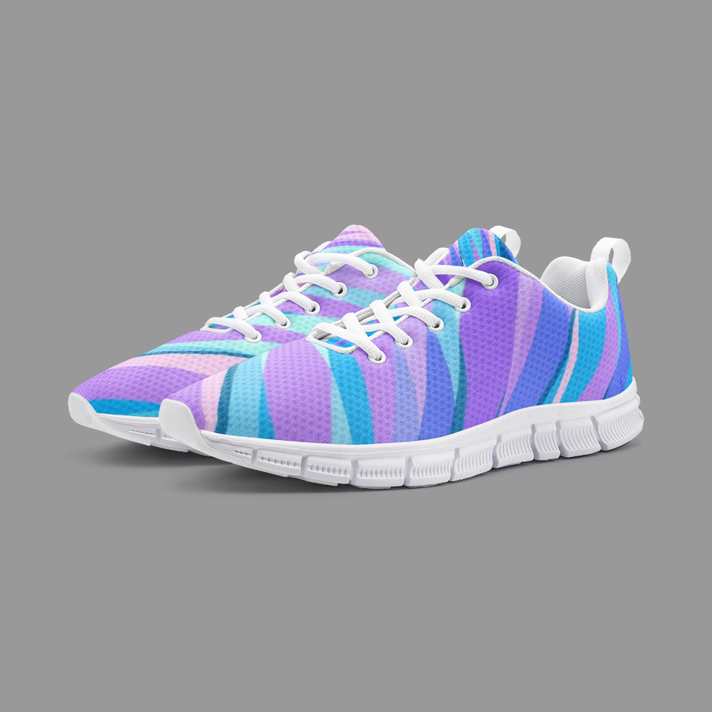 Blue Pink Abstract Eighties Unisex Lightweight Sneaker Athletic Sneakers by The Photo Access