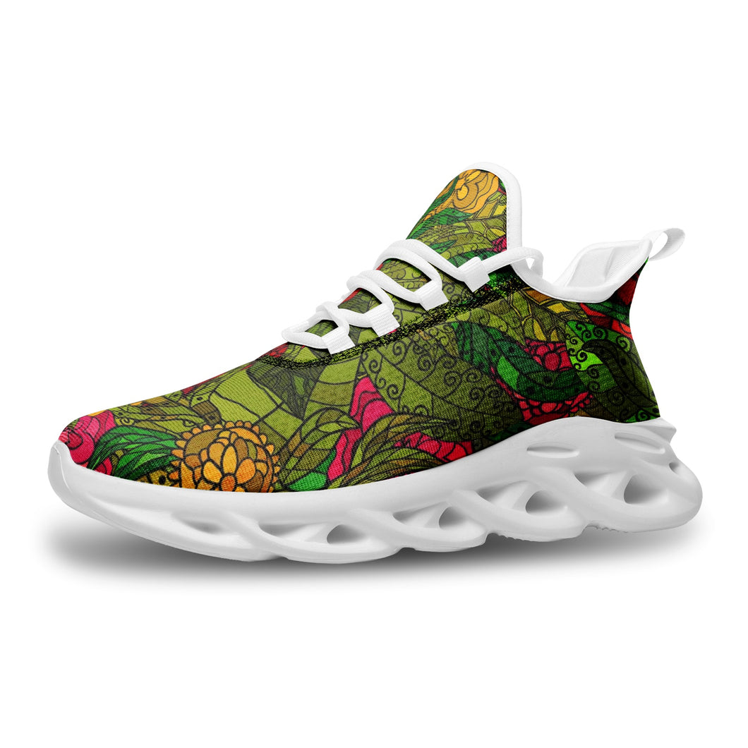 Hand Drawn Floral Seamless Pattern Unisex Bounce Mesh Knit Sneakers by The Photo Access