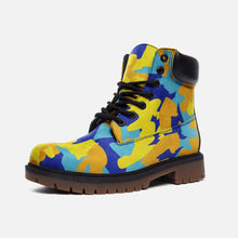 गैलरी व्यूवर में इमेज लोड करें, Yellow Blue Neon Camouflage Casual Leather Lightweight boots TB by The Photo Access

