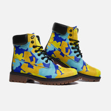 Lade das Bild in den Galerie-Viewer, Yellow Blue Neon Camouflage Casual Leather Lightweight boots TB by The Photo Access
