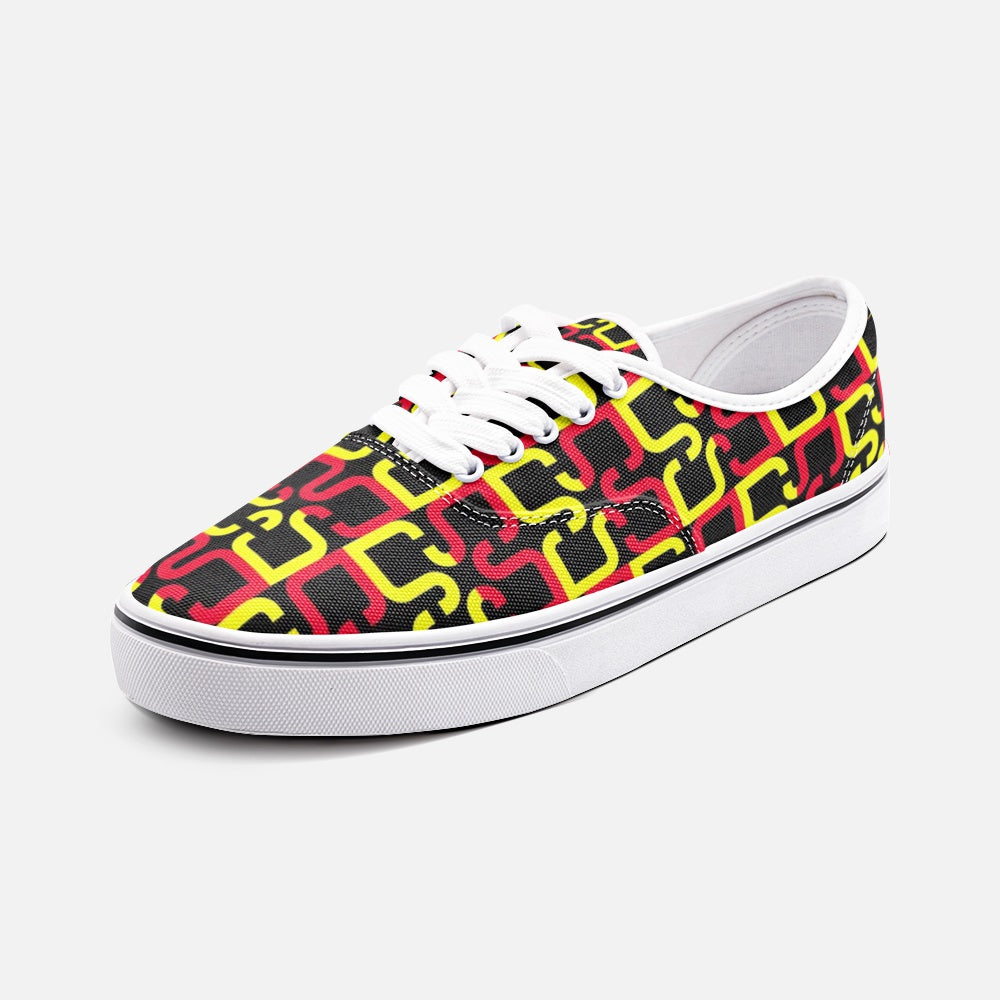 Abstract Red & Yellow Geometric Unisex Canvas Shoes Fashion Low Cut Loafer Sneakers by The Photo Access