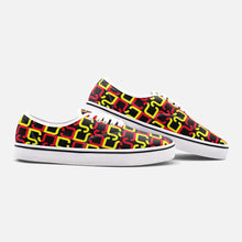 गैलरी व्यूवर में इमेज लोड करें, Abstract Red &amp; Yellow Geometric Unisex Canvas Shoes Fashion Low Cut Loafer Sneakers by The Photo Access
