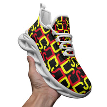 Lade das Bild in den Galerie-Viewer, Abstract Red &amp; Yellow Geometric Unisex Bounce Mesh Knit Sneakers by The Photo Access
