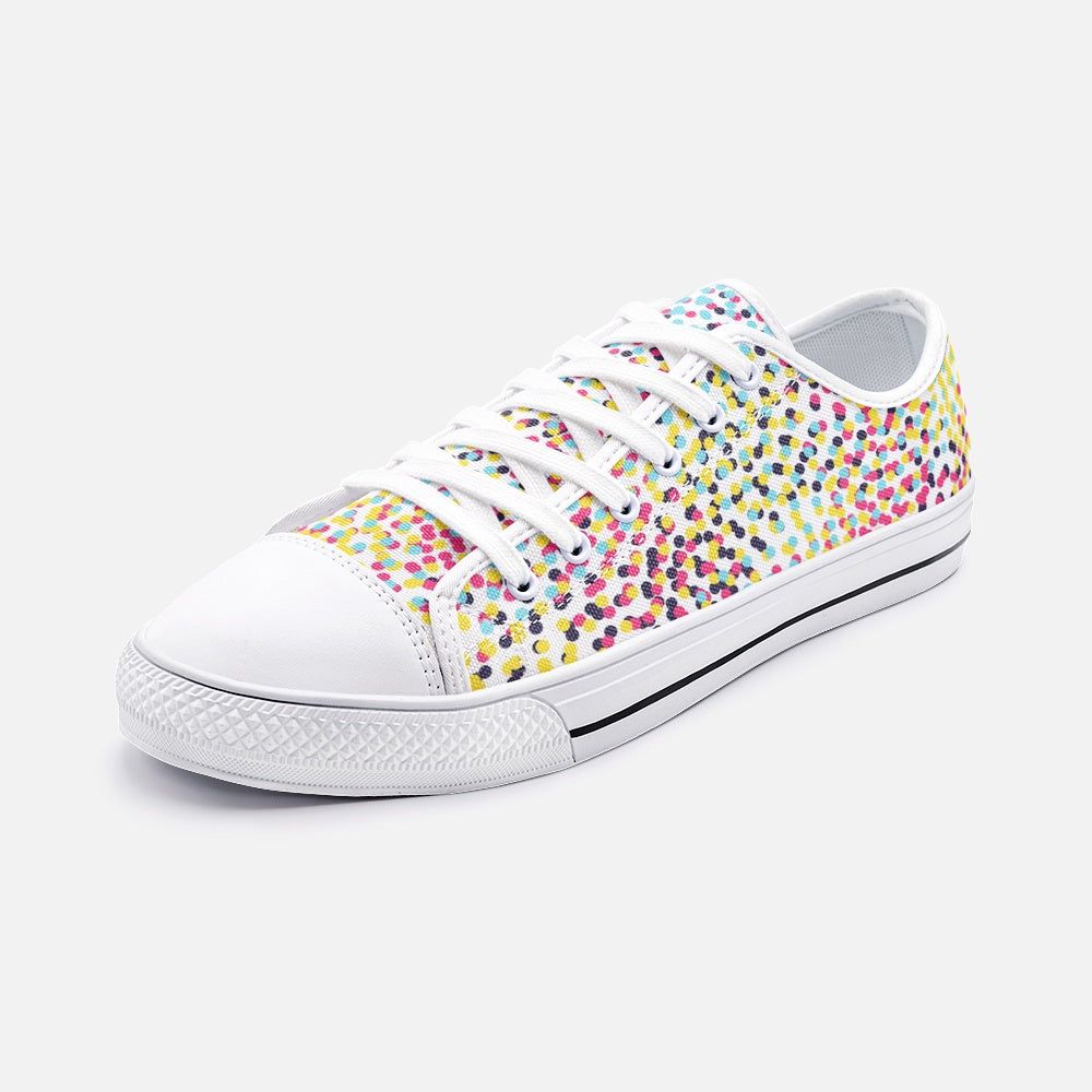 Colorful Neo Memphis Geometric Pattern Unisex Low Top Canvas Shoes by The Photo Access