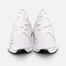 Load image into Gallery viewer, Abstract White Polygon with Gold Line Unisex Lightweight Sneaker by The Photo Access
