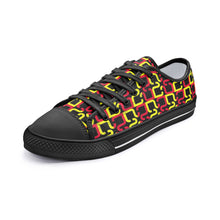 गैलरी व्यूवर में इमेज लोड करें, Abstract Red &amp; Yellow Geometric Unisex Low Top Canvas Shoes by The Photo Access
