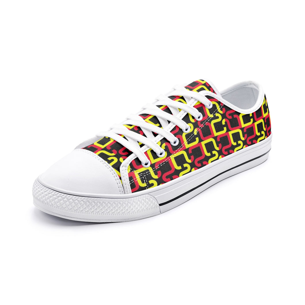 Abstract Red & Yellow Geometric Unisex Low Top Canvas Shoes by The Photo Access