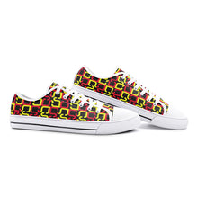 गैलरी व्यूवर में इमेज लोड करें, Abstract Red &amp; Yellow Geometric Unisex Low Top Canvas Shoes by The Photo Access
