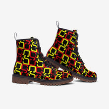 गैलरी व्यूवर में इमेज लोड करें, Abstract Red &amp; Yellow Geometric Casual Leather Lightweight boots MT by The Photo Access
