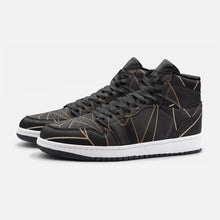 Load image into Gallery viewer, Abstract Black Polygon with Gold Line Unisex Sneaker TR by The Photo Access
